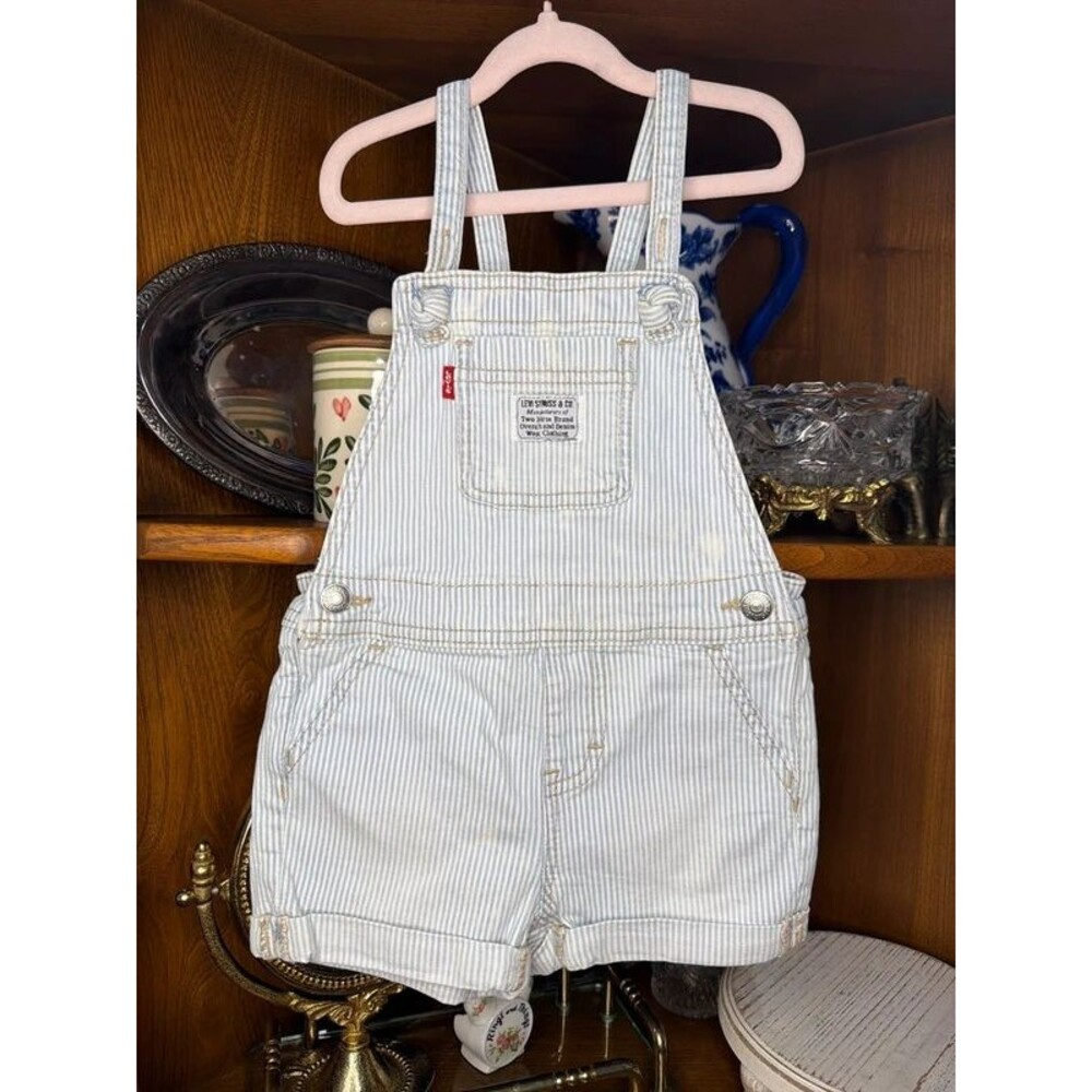 Levi’s White & Blue Striped Overalls